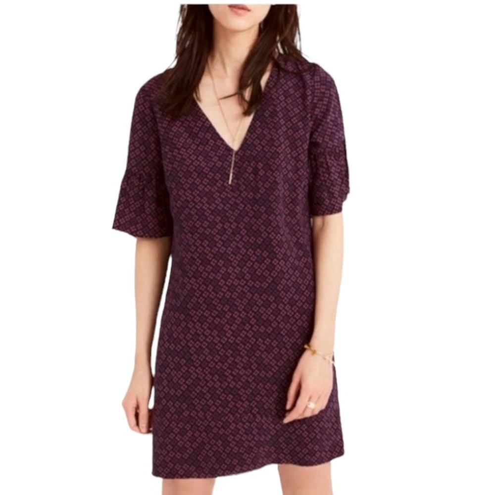 Elegant Madewell Purple Patterned Dress